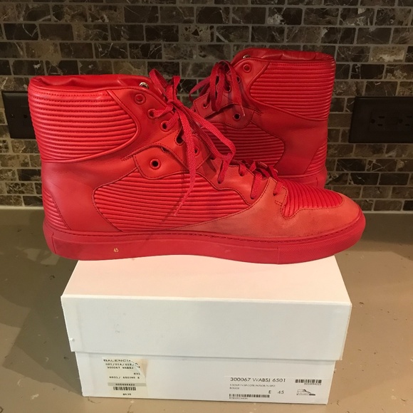balenciaga red leather shoes